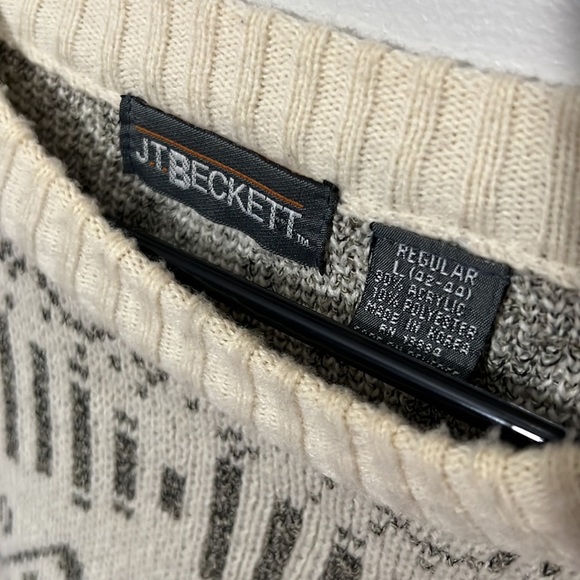Vintage JT Beckett Men’s XL Sweater Made in Italy Geometric Design - Picture 4 of 7